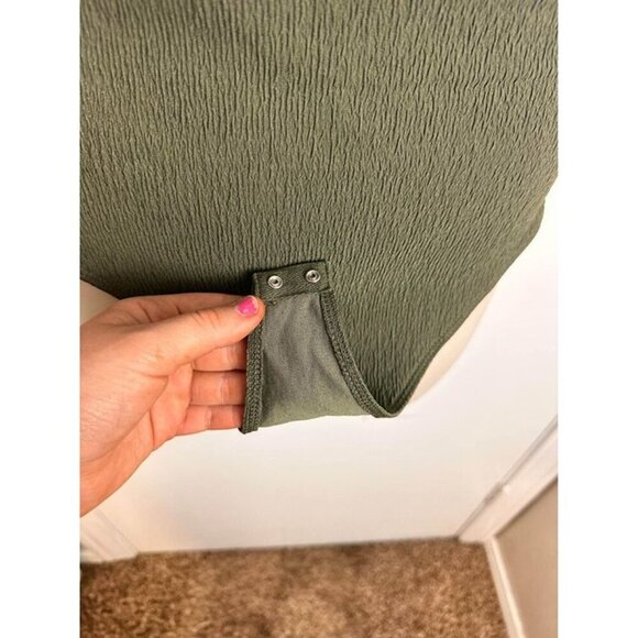 Bodysuit Olive Green Asymmetrical with adjustable straps size XL #0738 - Picture 7 of 9